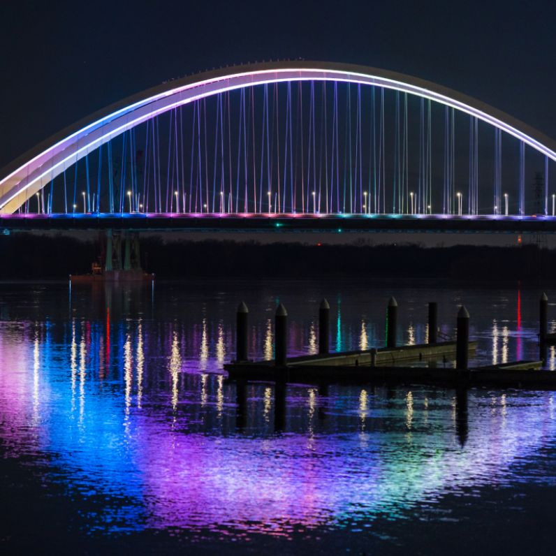 The I74 bridge at night