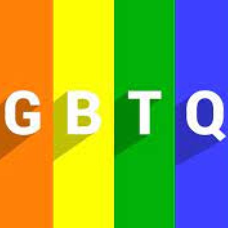 LGBTQ+ Acronym over rainbow